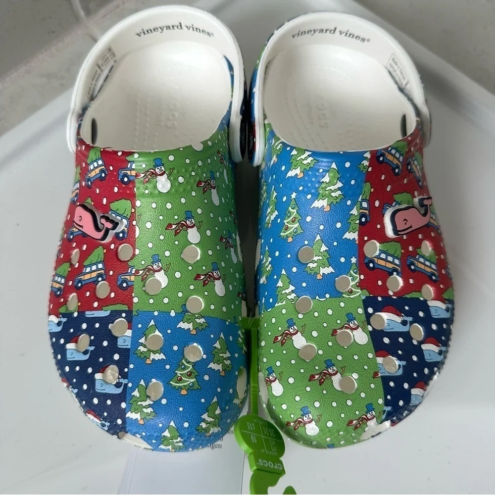 CROCS x Vineyard Vines HOLIDAY PATCHWORK CLOGS Size 13 Little Kid
